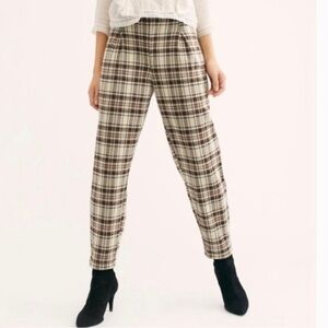 Free People • Brecan plaid high waisted trouser pant size XS